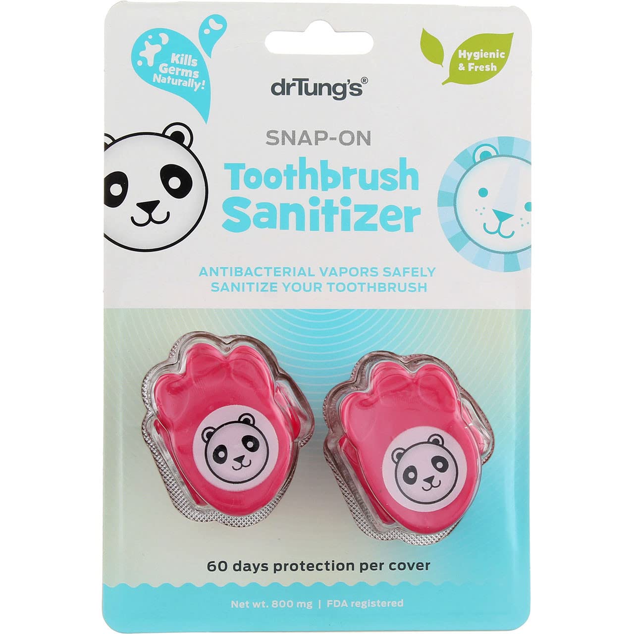 DR TUNGS Snap-On Kids Toothbrush Sanitizer, 2 Count - UV Toothbrush Cleaner for Children's Oral Hygiene, Perfect for Travel & Home Use