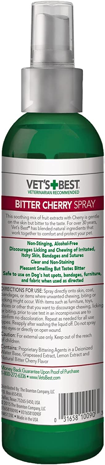 Vet's Best Bitter Cherry Spray for Dogs - 2 Pack | Stop Chewing & Licking | Safe for Puppies & Adult Dogs | Perfect for Furniture, Shoes & Cables Protection