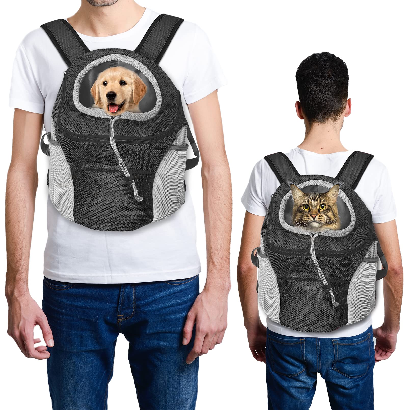 **Fhiny Dog Carrier Backpack - Comfortable Pet Puppy Front Carrier with Breathable Head Out Design & Padded Shoulder Straps for Walking, Biking, Hiking, Camping - Perfect for Outdoor Adventures & Travel**