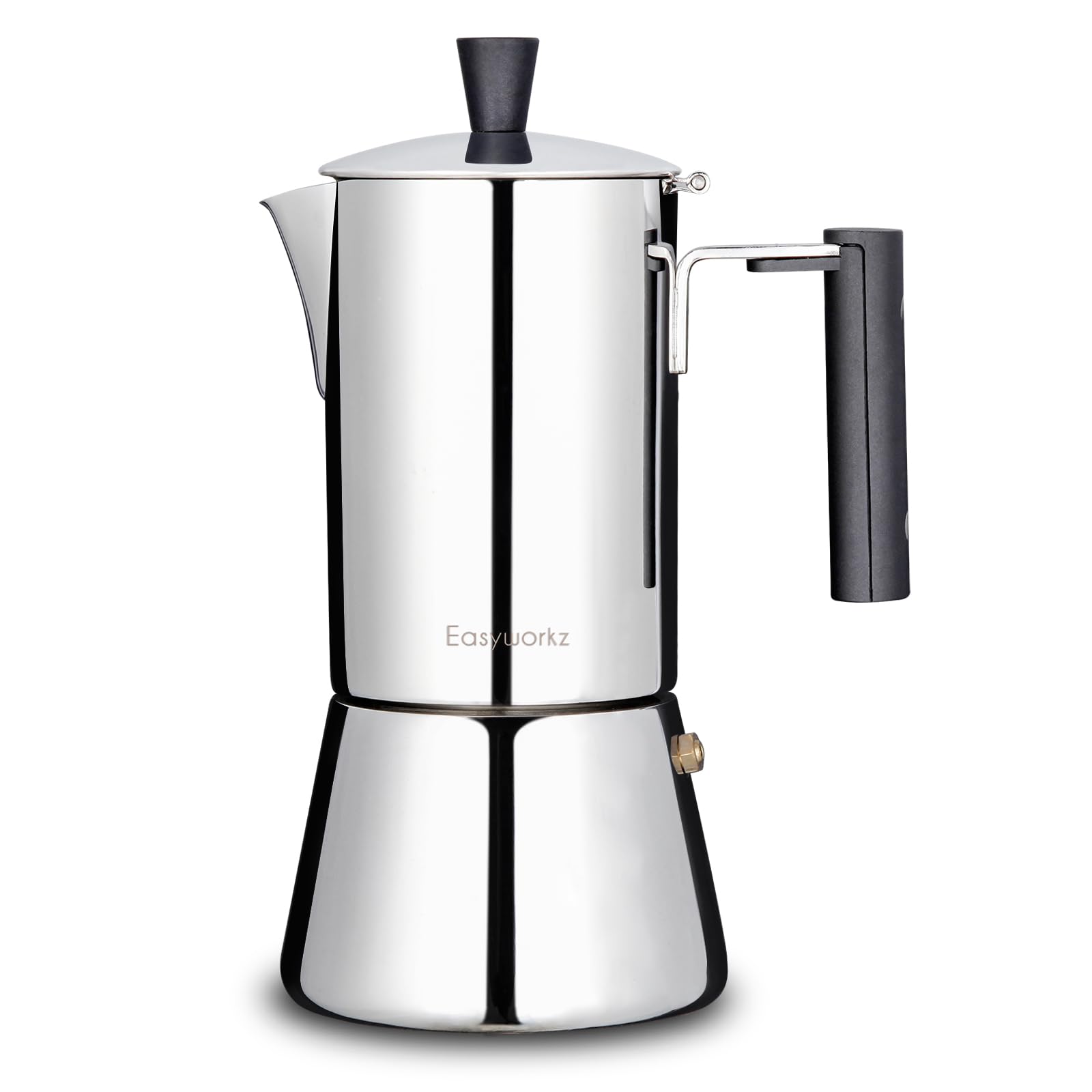 Easyworkz Pedro 4-Cup Stovetop Espresso Maker - 200ml Stainless Steel Italian Moka Pot for Induction & Gas Stoves - Perfect for Home, Office & Camping Coffee Brewing