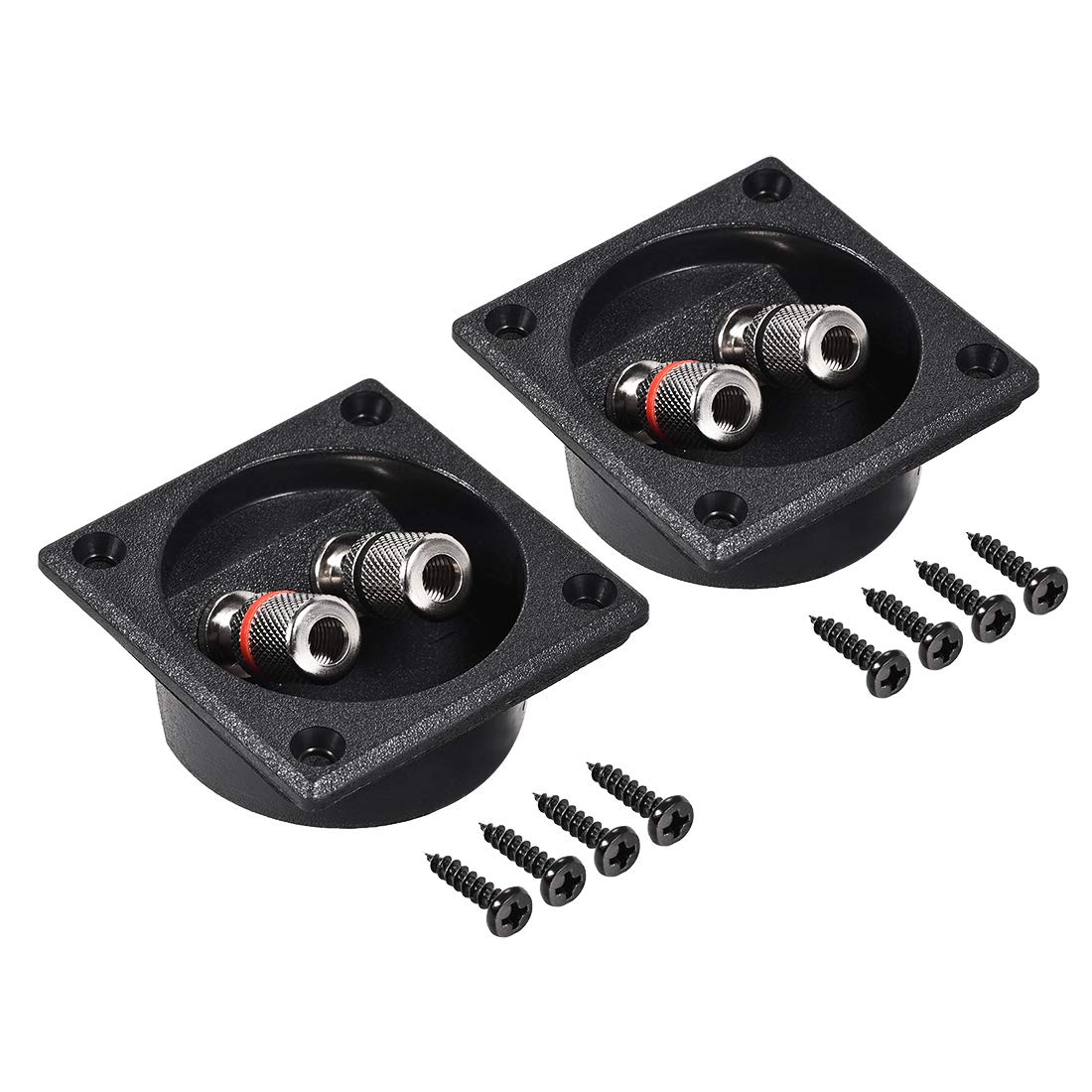 Premium 2-Way Square Speaker Terminal Binding Post - Gold Plated Stereo Screw Cup Connectors for Subwoofer & Speaker Plugs (2pcs) - Perfect for Home Theater & DIY Audio Projects