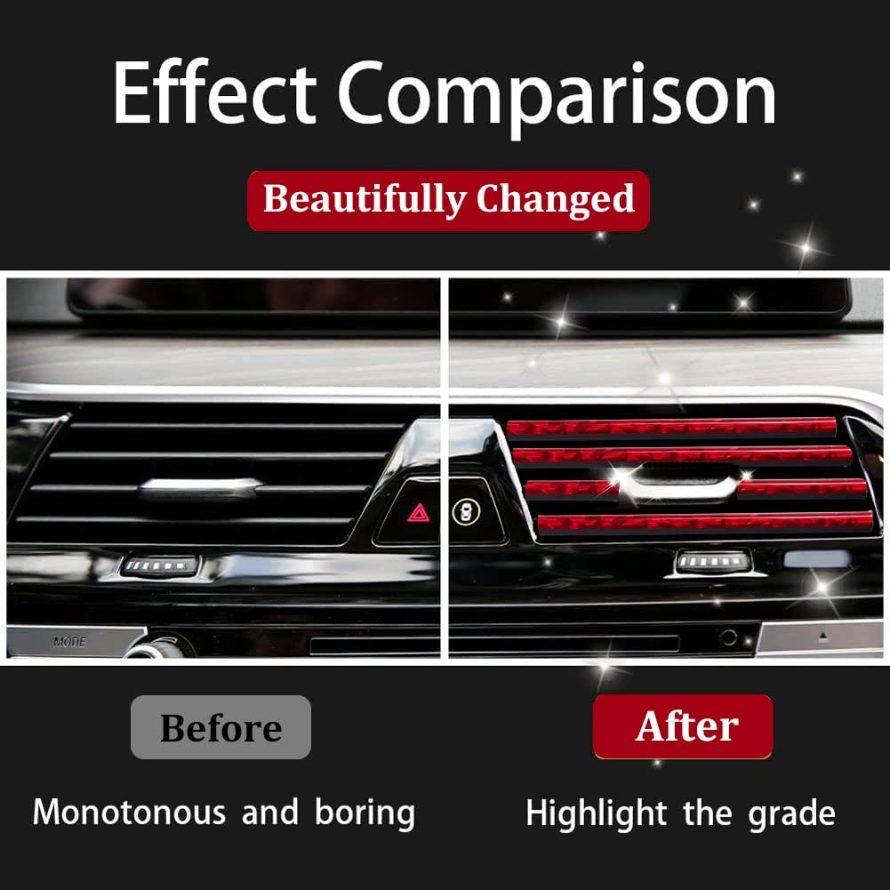 10PCS Red Car AC Vent Decoration Strips - DIY Auto Interior Molding Trim for Car Air Conditioner Outlets | Universal Fit for Most Vehicles | Enhance Your Car's Interior Style & Protection