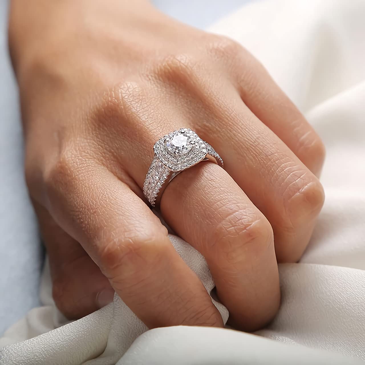 2CT Moissanite Engagement Ring for Women - 925 Sterling Silver Platinum Plated Wedding Band, Size 6 | Perfect for Proposals, Anniversaries & Bridal Jewelry Gifts