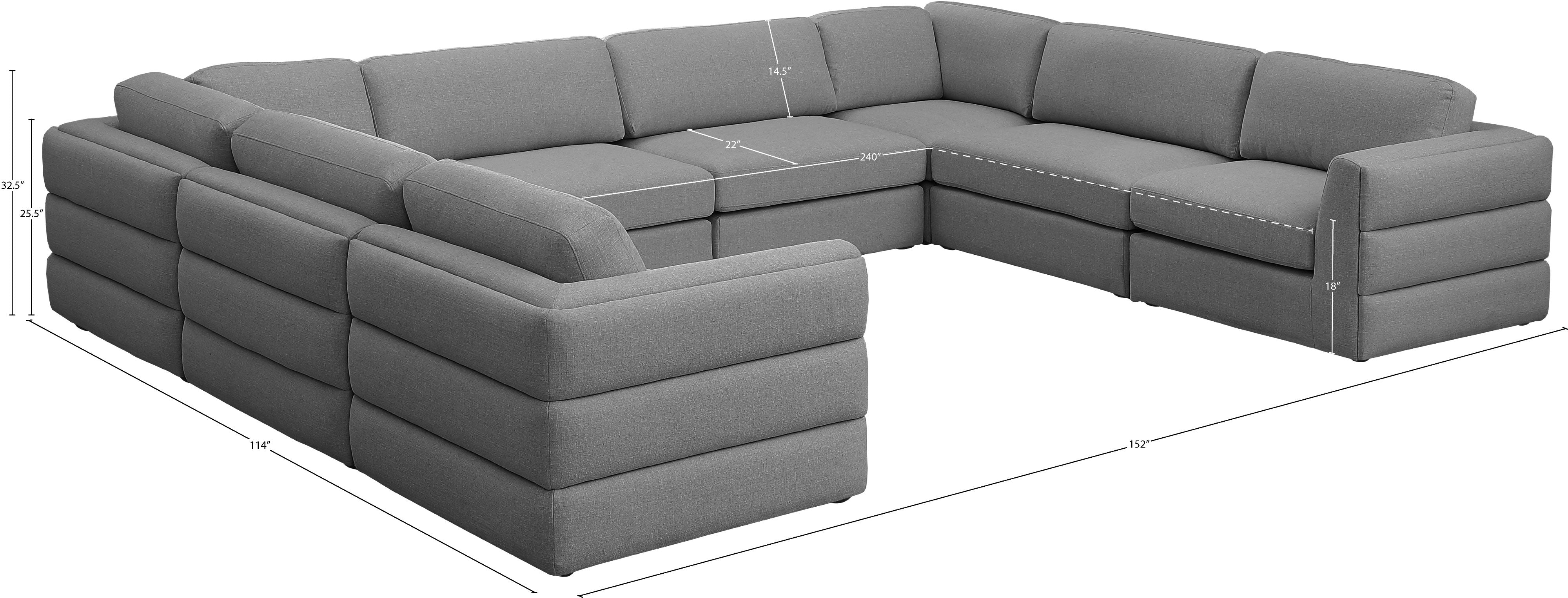 Beckham Durable Linen Textured Fabric Modular Sectional Sofa - Modern Living Room Furniture for Small Spaces & Apartments