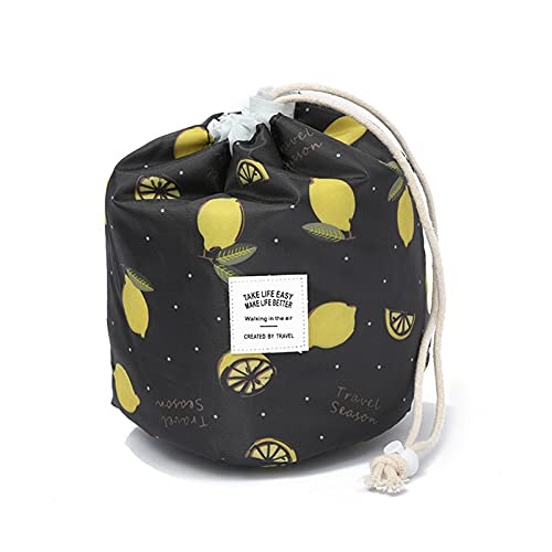 Waterproof Round Cylinder Travel Cosmetic Bag with Pull Rope - Oxford Cloth Makeup Storage Organizer for Women & Girls | Perfect for Travel, Gym, and Daily Use #020