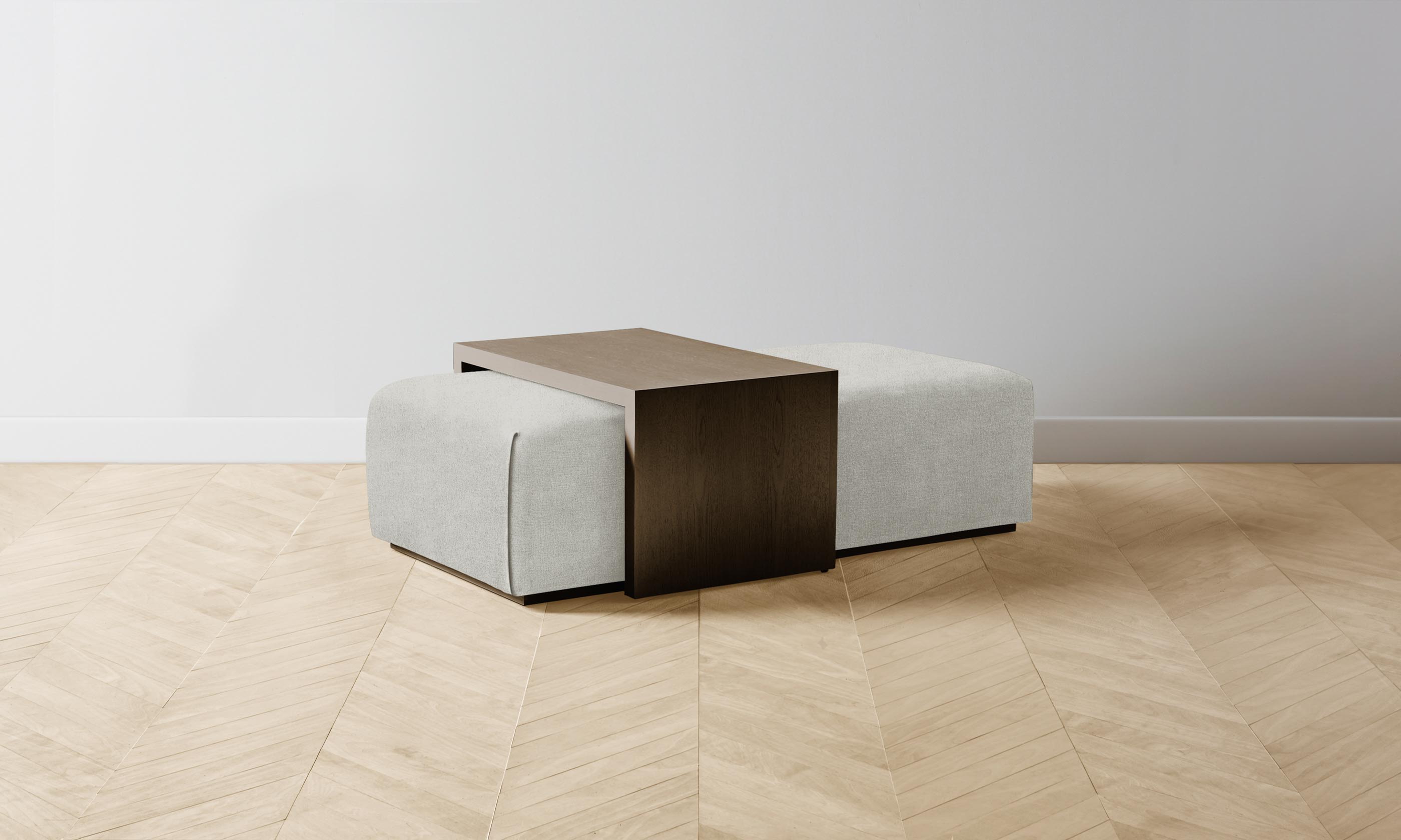 The Bowery Ottoman - Performance Mélange Weave Flint - Modern Living Room & Bedroom Accent Furniture for Home Decor