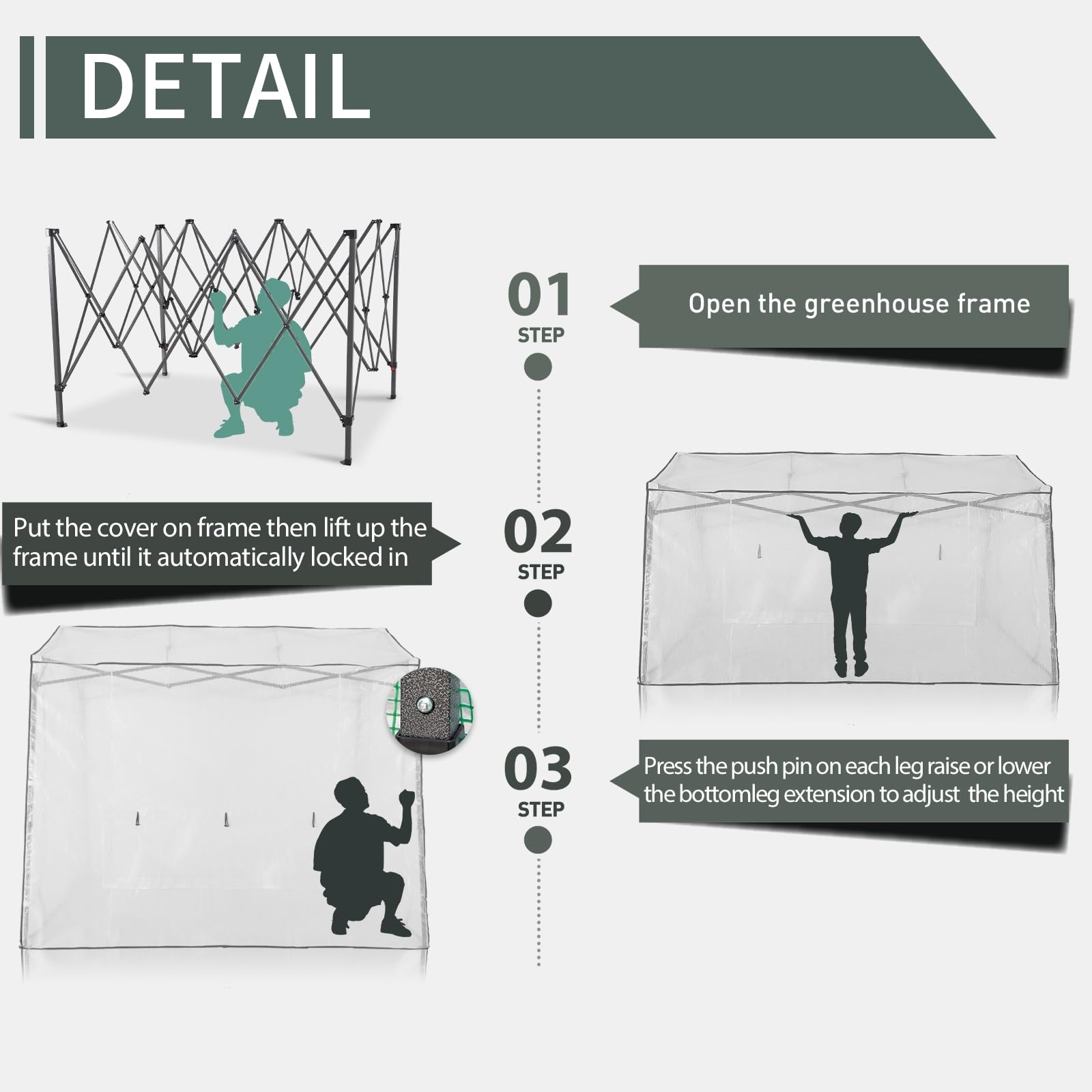 8.5 Ft x 7 Ft Walk-in Greenhouse with Roll-up Zipper Doors & 3 Large Windows - Portable Pop-up Outdoor Plant Canopy for Gardening, Vegetables & Flowers (Medium, Clear) | Perfect for Backyard, Patio & Small Farm Use