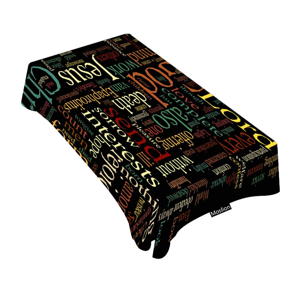 Moslion Christian Tablecloth 60x84 Inches - Bible Verse Philippians with Jesus Cross Design, Green Rectangular Table Cover for Dining, BBQ, Picnic, Coffee Table - Perfect for Church Events, Family Gatherings & Holiday Decorations