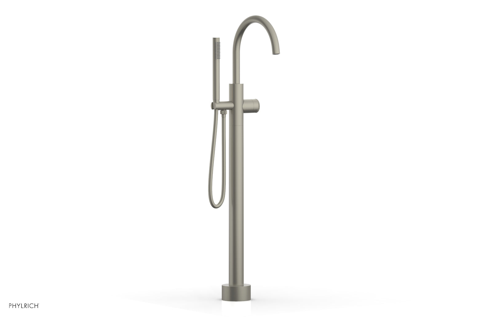 BASIC II Tall Floor Mount Tub Filler with Knurled Handle & Hand Shower - Model 230 44 01 - Perfect for Modern Bathroom Renovations and Spa-Like Showers