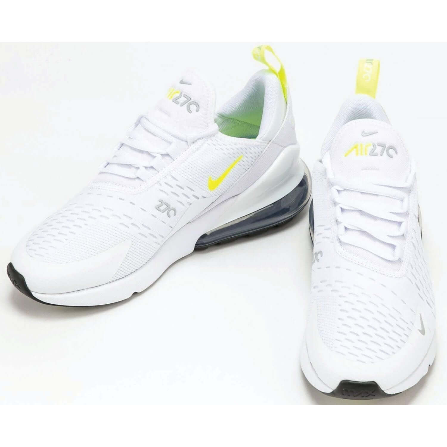 Nike Air Max 270 Men's Running Shoes - White/Volt Colorway - Lightweight Cushioned Sneakers for Running, Gym Workouts & Casual Wear