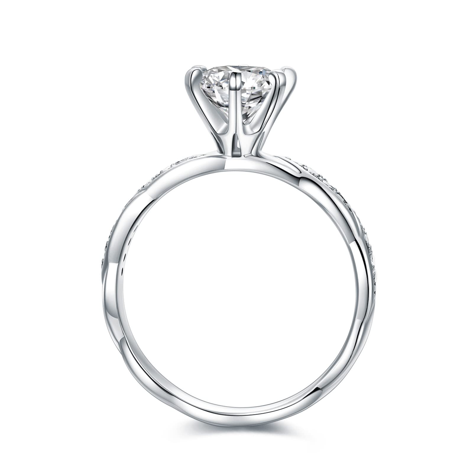 1.12 Carat (ctw) Moissanite Engagement Rings for Women - Platinum Plated Silver Wedding Band, Durable & Hypoallergenic Jewelry Gift for Brides, Anniversaries & Special Occasions