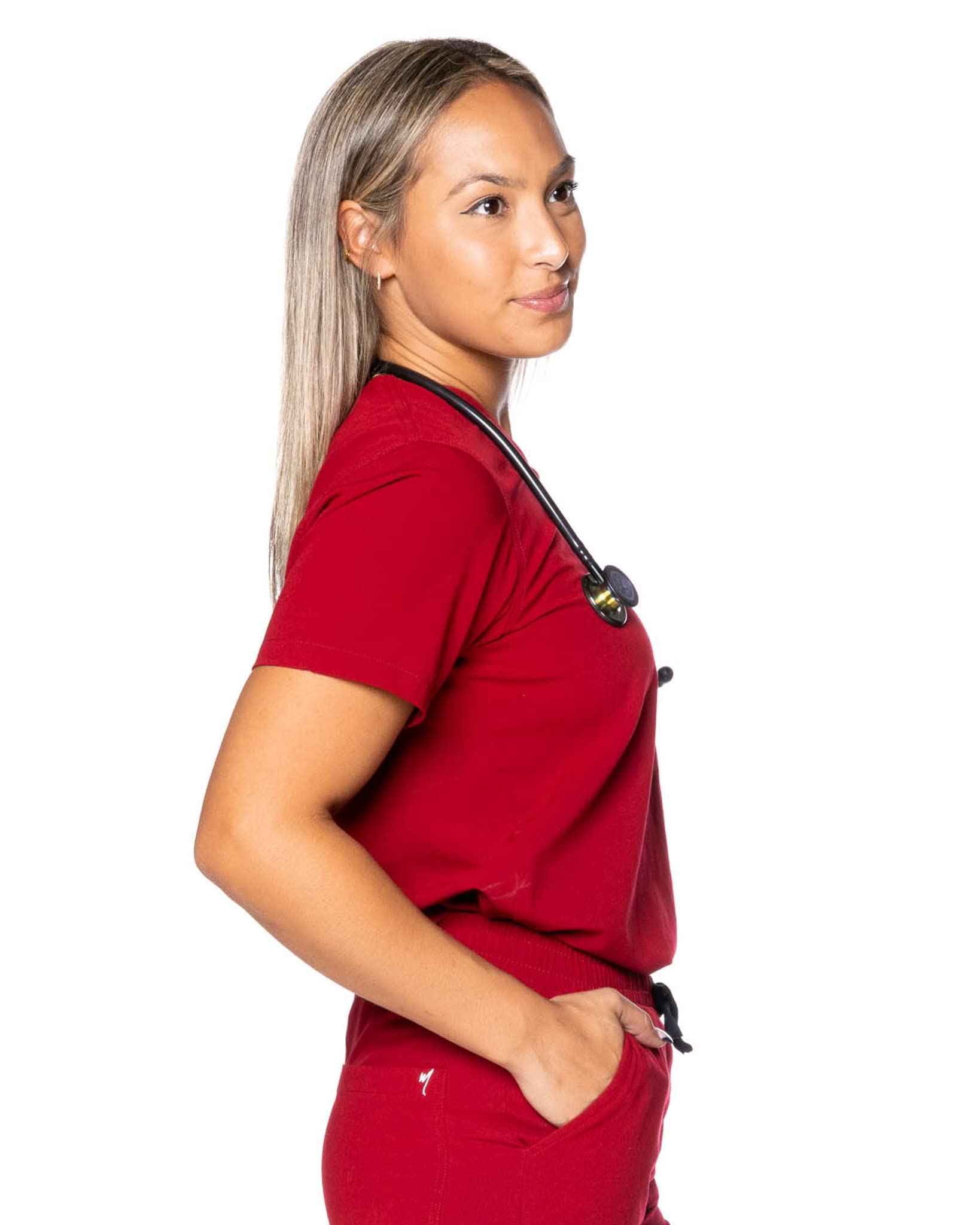 Women's Mim Jogger Scrub Top - Comfortable Medical Uniform in Navy Blue, Black, Burgundy & Green | Perfect for Nurses, Doctors & Healthcare Professionals