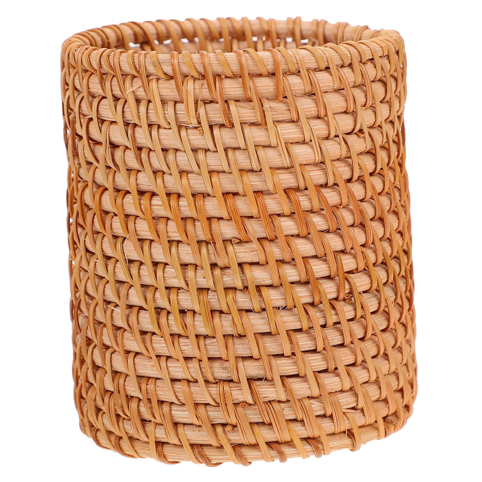 DOITOOL Handwoven Rattan Pencil Holder - Natural Wicker Pen Cup for Desk Organizer, Mini Rattan Vase for Stationery & Cosmetic Brushes | Perfect for Office, Home & School Use (Cone Shape)