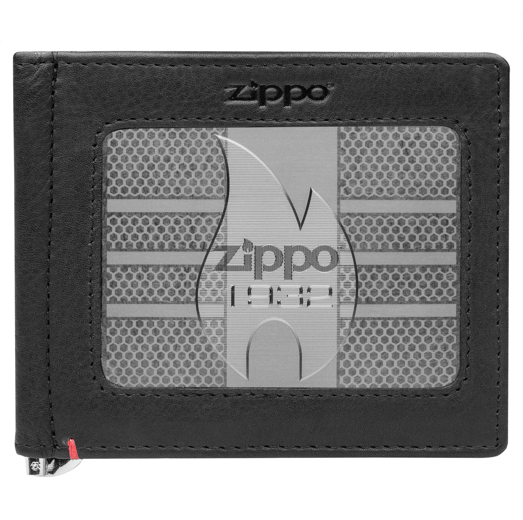 Vintage Zippo 1932 Replica Black Leather Wallet with Metal Plate Design - Perfect for Men's Everyday Carry & Gift Giving