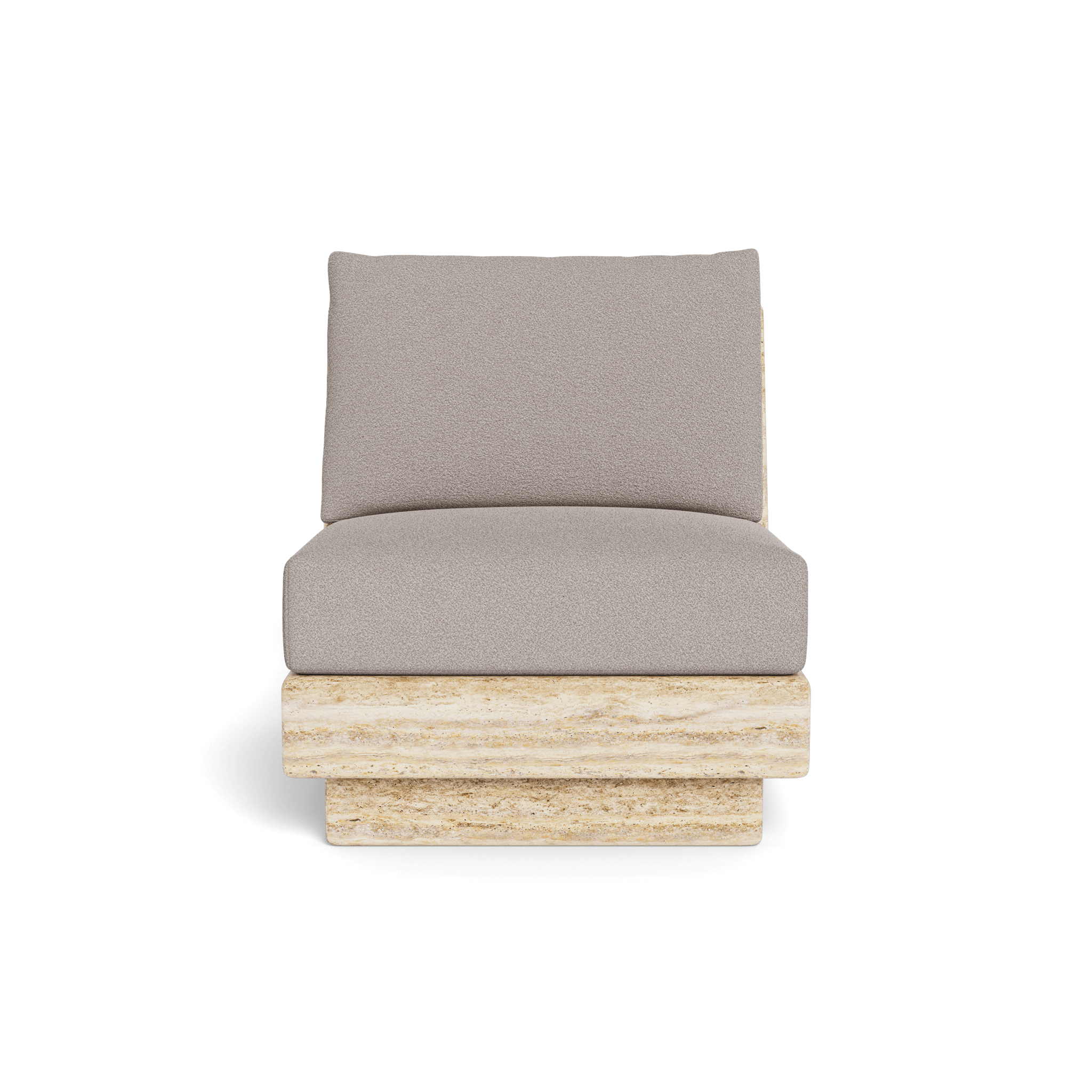Tulum Travertine Armless Lounge Chair - Modern Outdoor Patio Furniture for Poolside, Garden, and Relaxation