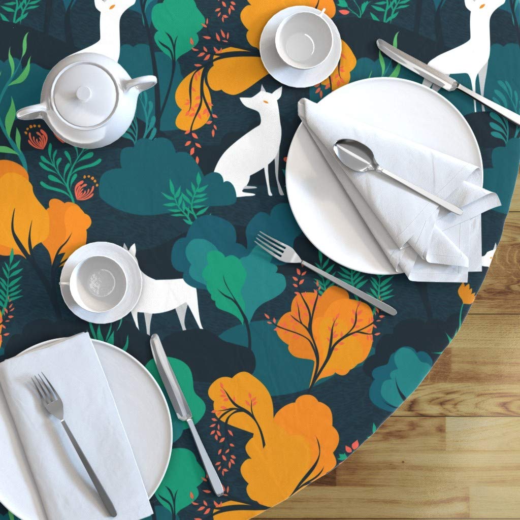 Custom Wild Year Dogs Wolf Wilderness Forest Print Cotton Sateen Tablecloth 70