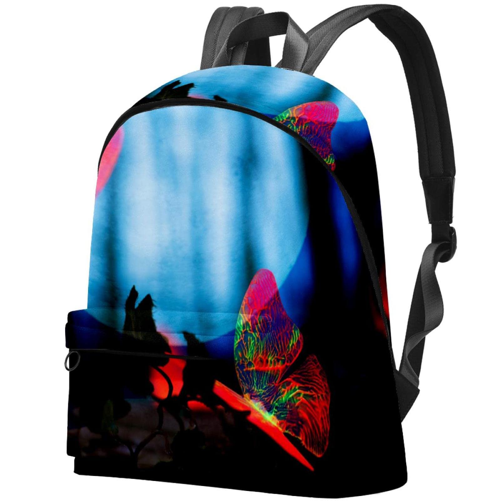 Waterproof Canvas Backpack for College, Travel, Work - Lightweight Durable Laptop Backpack for Women & Men with Moon Forest Fantasy Butterfly Print - Perfect for School, Commuting, Hiking & Daily Use