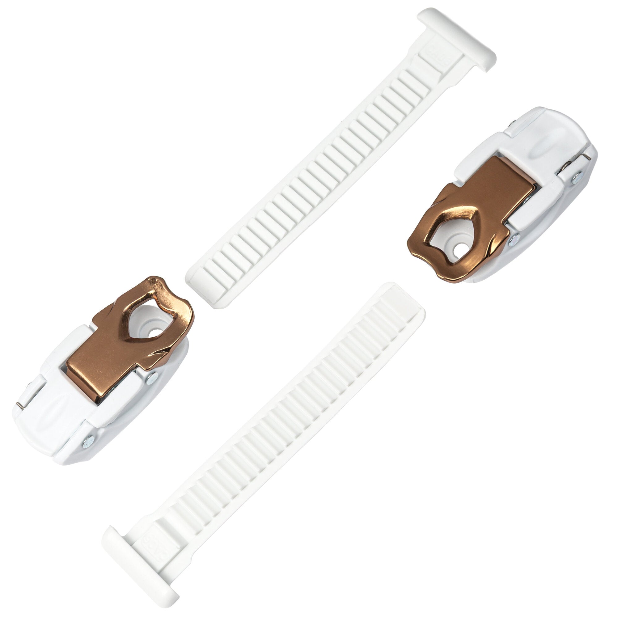 Gold Icon Buckle with White Strap - Pair of Stylish Shoe Accessories for Casual & Formal Wear