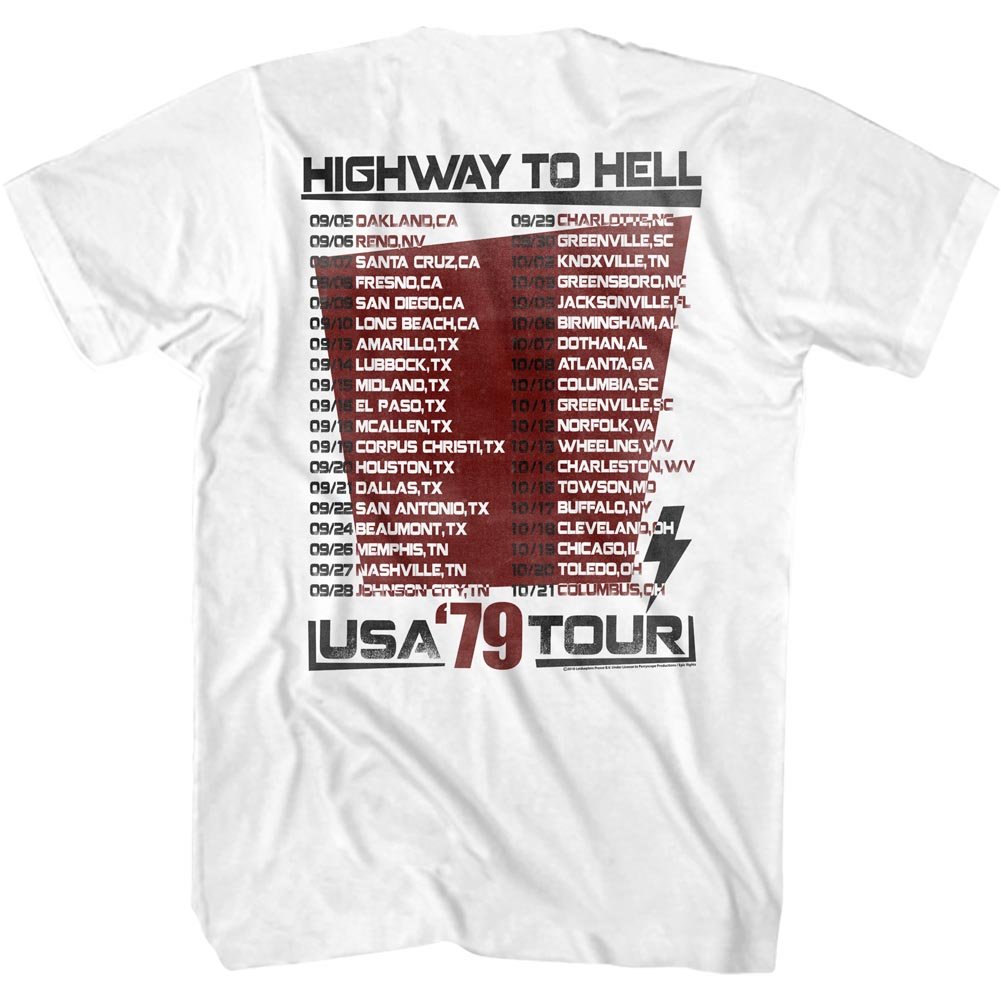 ACDC Highway to Hell USA Tour 1979 Vintage White T-Shirt for Men & Women - Classic Rock Band Tee for Concerts, Gifts & Casual Wear