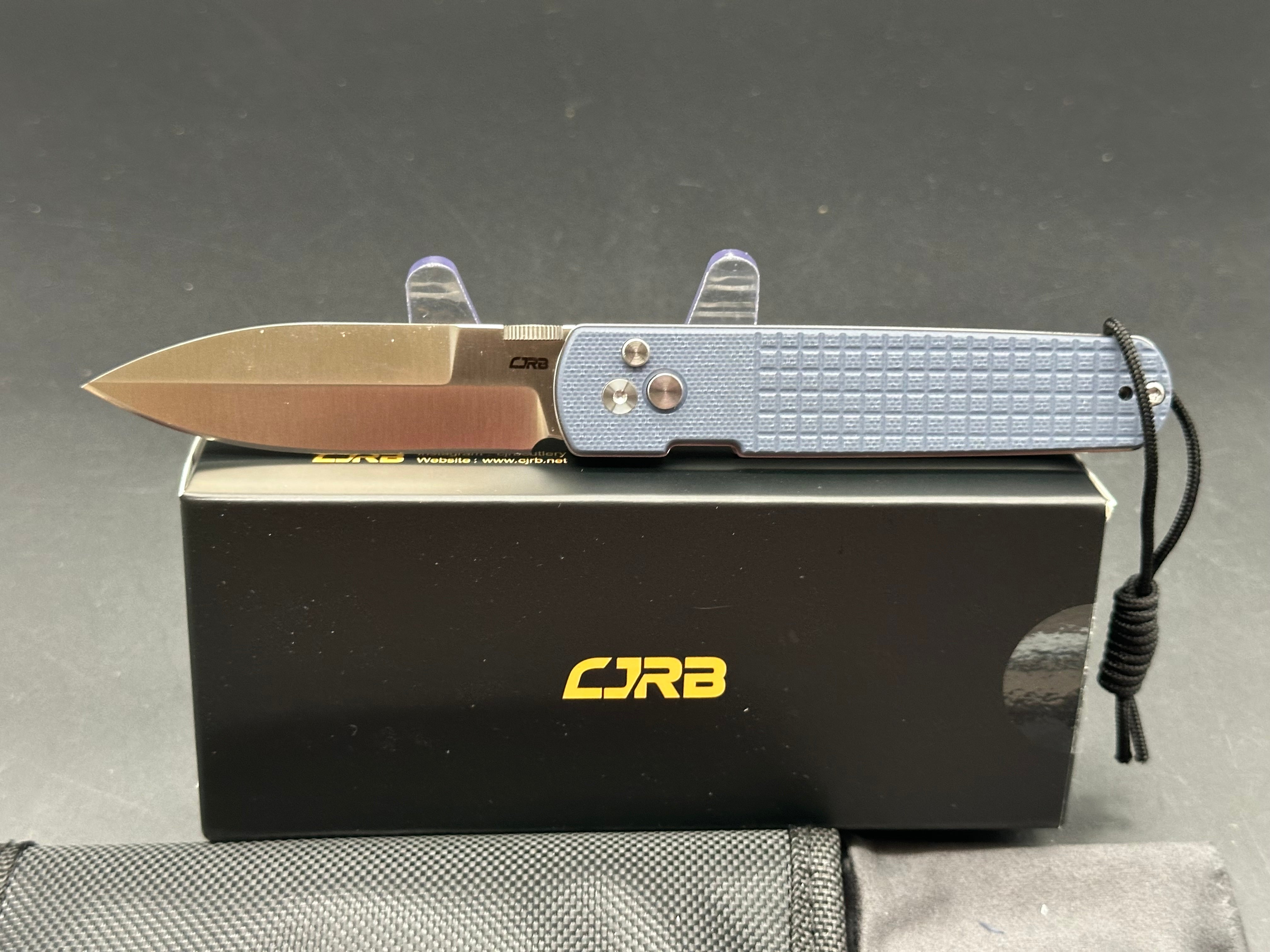 CJRB Locust Folding Knife - Blue G10 Handle, AR-RPM9 Steel, Spear Point Plain Edge - EDC, Camping, Outdoor Survival Tool
