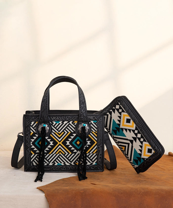 Montana West Southwestern Crossbody Bag Set for Women - Stylish Leather Purse with Adjustable Strap, Perfect for Travel, Shopping & Daily Use