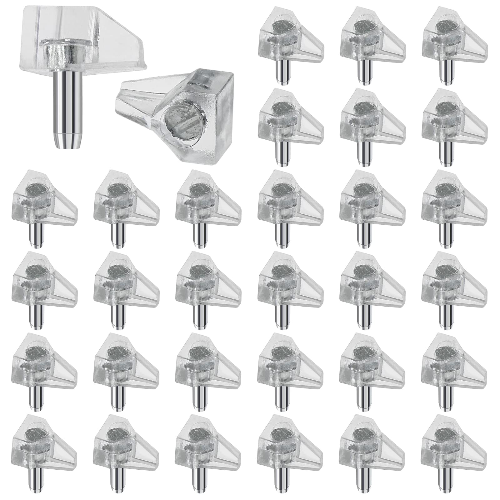30pcs 1/8 Inch (3mm) Clear Plastic Shelf Support Pegs - Cabinet Shelf Pins, Furniture Shelf Supports for Closet, Kitchen & Bookshelves - Easy Installation & Space Saving Organizer