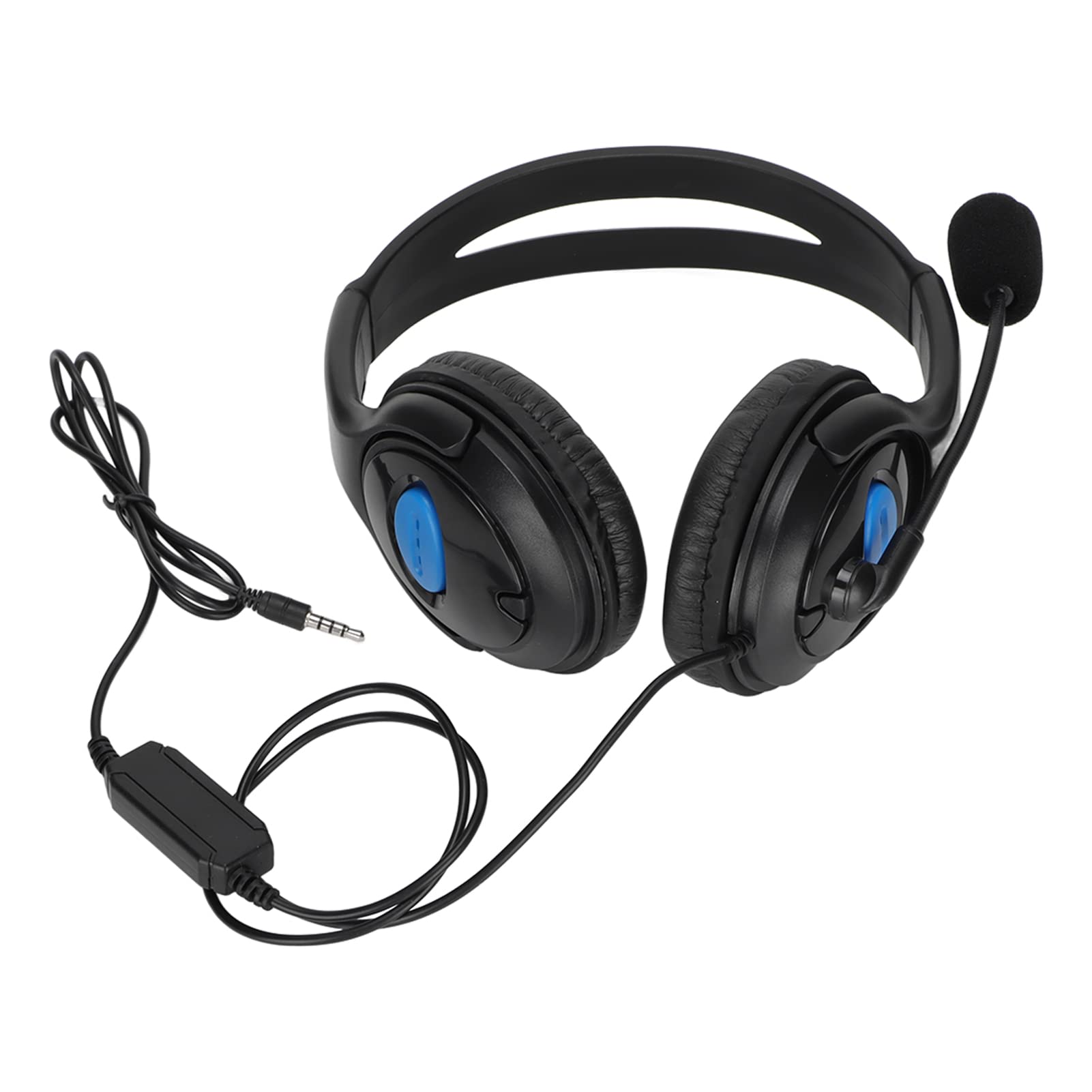 PUSOKEI Stereo Gaming Headset with Noise Cancelling Microphone - Over-Ear Headphones for PC & Laptop - Adjustable Volume & One-Touch Mute - 3.5mm Plug - Perfect for Online Gaming, Streaming & Conference Calls