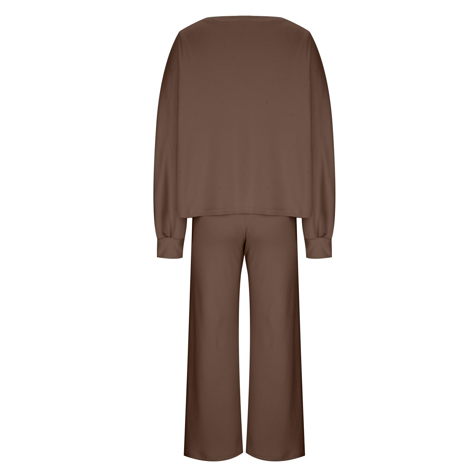 Women's Two Piece Outfits - Autumn Casual Loose Tracksuit Set with Round Neck Long Sleeve Top & Drawstring Wide Leg Pants | Trendy Lounge Wear for Home, Workout, and Daily Comfort