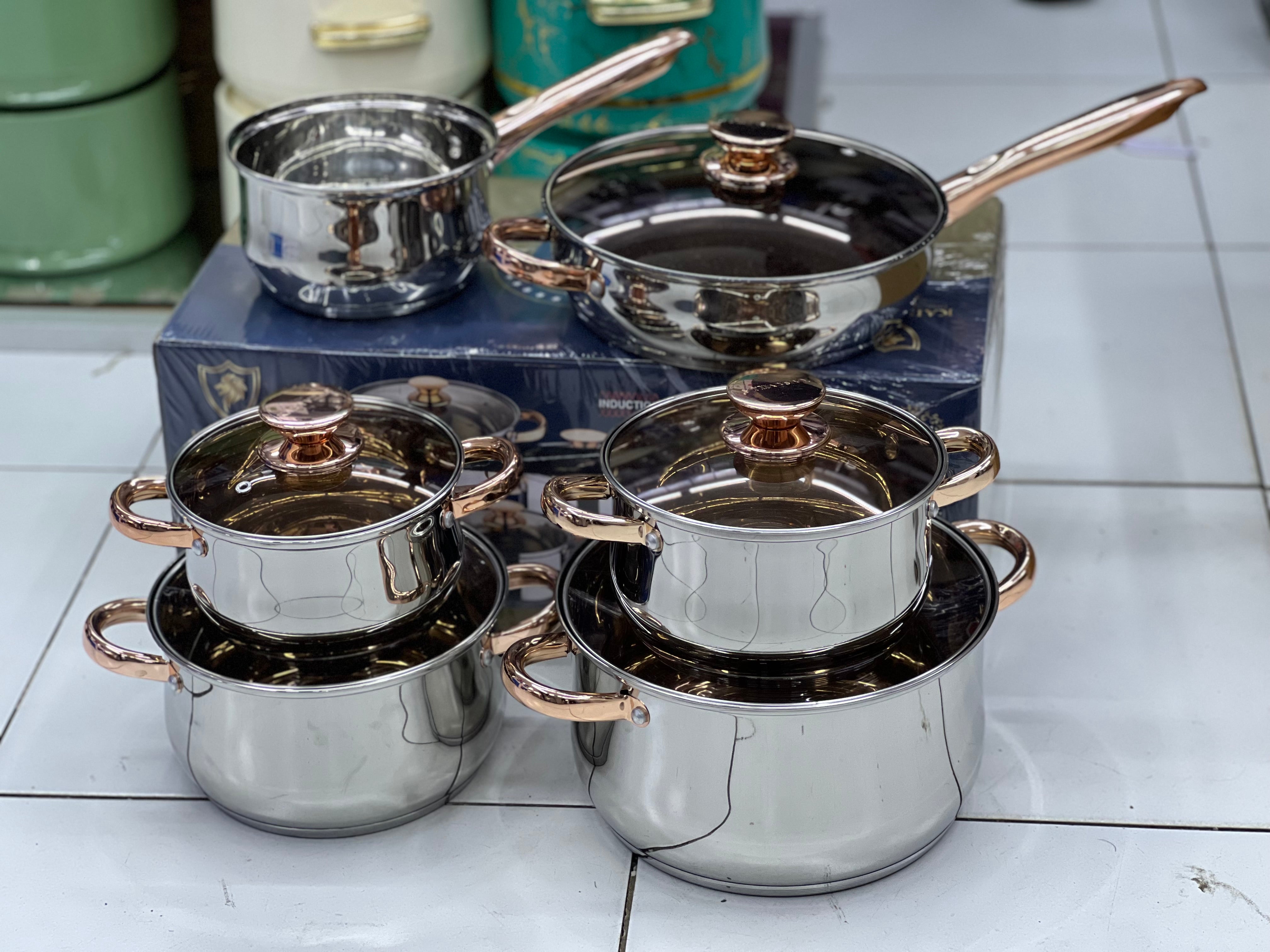 Premium Induction Cooking Pots Set - 5-Piece Nonstick Cookware for Gas & Electric Stoves - Perfect for Home Kitchen, Boiling, Frying & Stewing