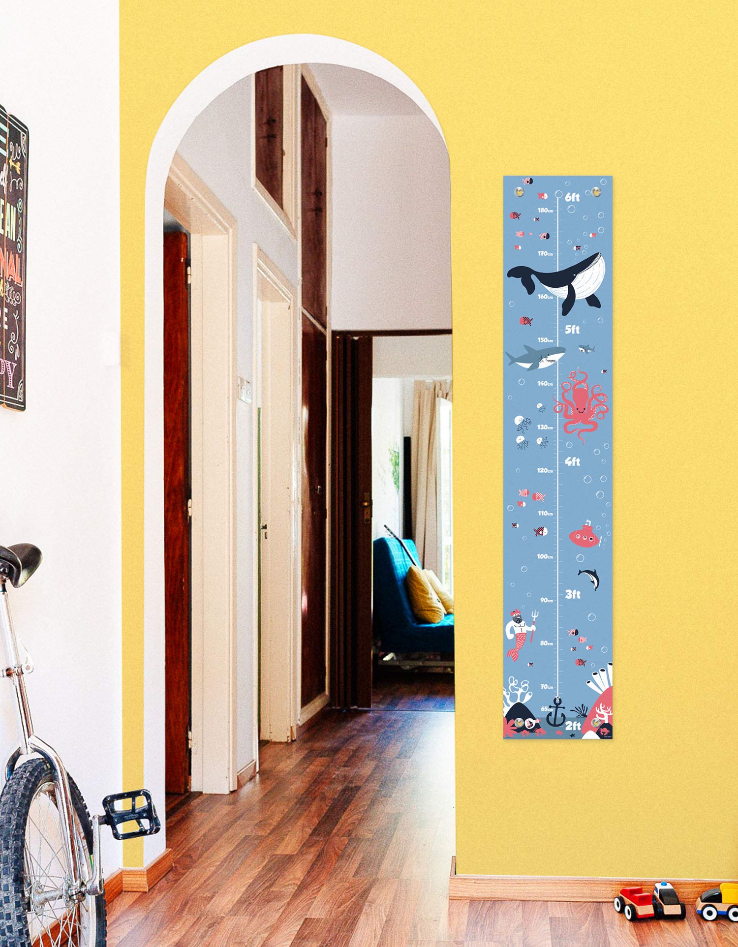 Whale Growth Chart for Kids - Nautical Nursery Decor & Height Tracker for Playrooms