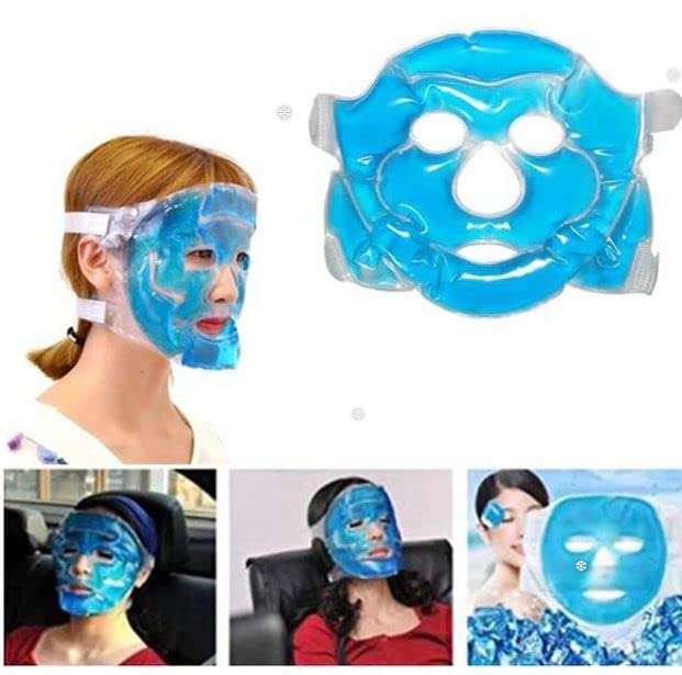 AZC Cooling Face Mask with Eye Gel Ice Packs - Reusable Cold Therapy for Puffy Eyes & Skin Relief (Pack of 1) | Perfect for Post-Surgery, Migraine & Sunburn Recovery