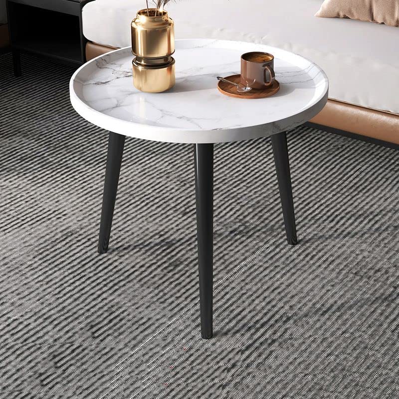 Modern Small Coffee Table with 3 Legs - Wooden Cocktail Table, Farmhouse Retro Accent Center Table for Living Room, Bedroom & Office - Easy Assembly, White (19