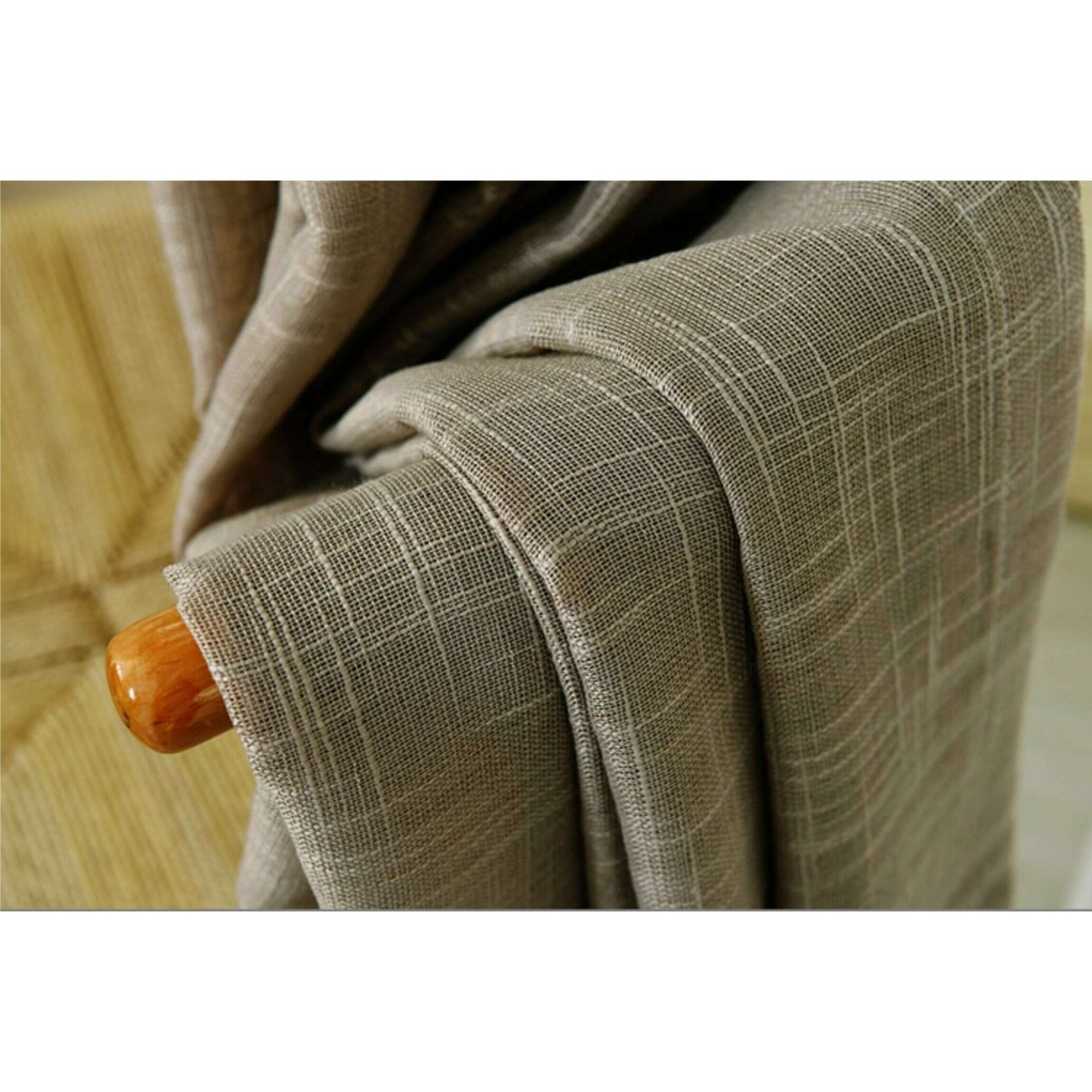 Rémy Linen Semi-Sheer Curtains Taupe - Light Filtering Window Drapes for Living Room & Bedroom
