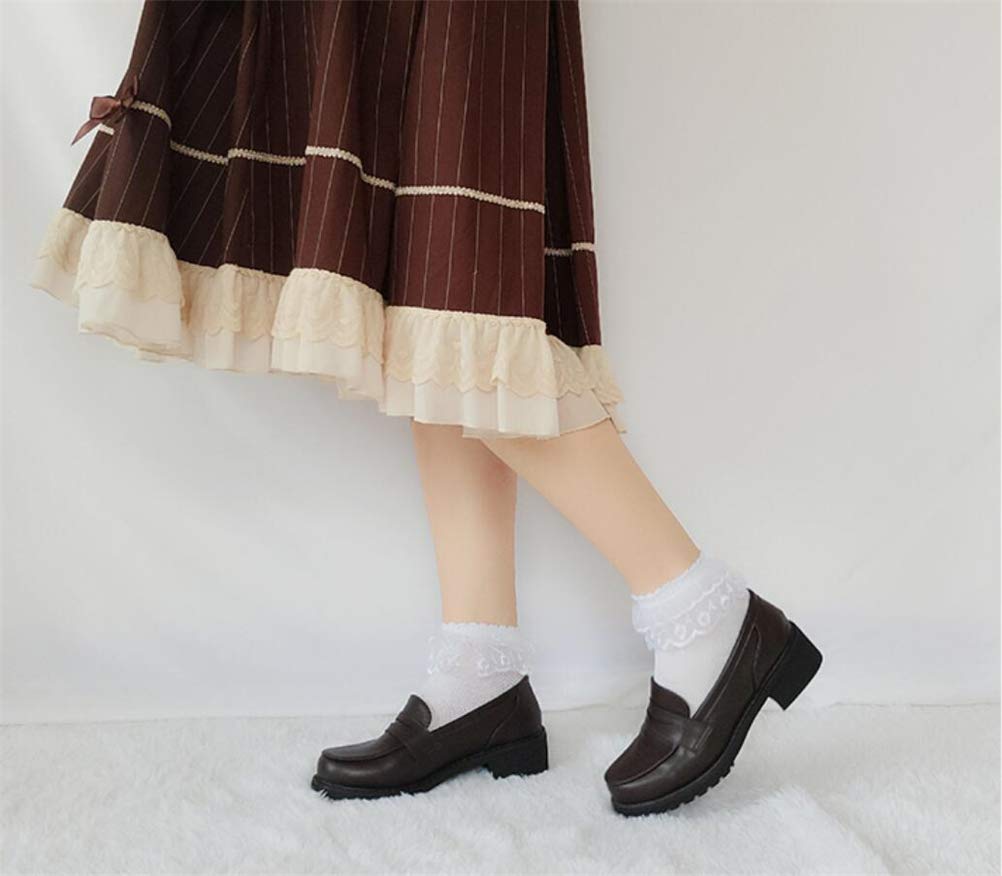 Women's Slip-On Oxford Shoes - Anime Cosplay JK Uniform Dress Shoes for Schoolgirl Outfits & Japanese Fashion Costume Props