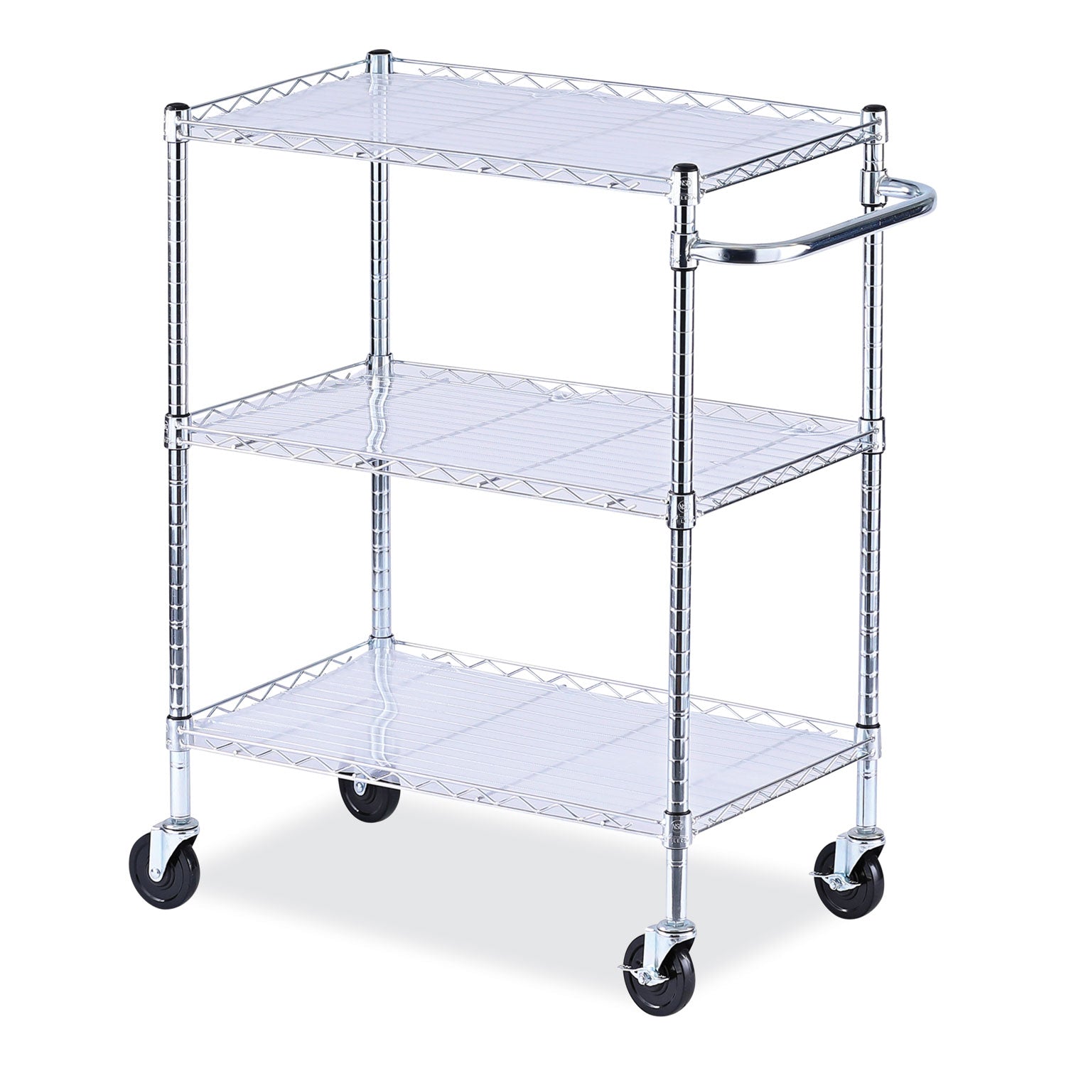 Alera® 3-Shelf Wire Utility Cart with Removable Liners - Heavy Duty Metal Shelving Unit, 600 lb Capacity, 34.21