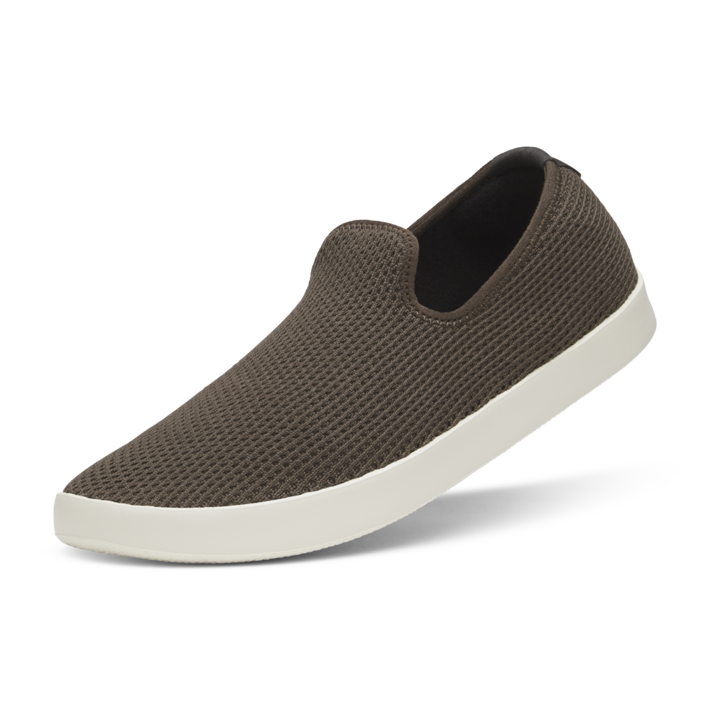 Men's Tree Lounger Shoes - Rustic Brown Leather with Stony Cream Sole | Comfortable Casual Slip-Ons for Outdoor, Travel & Everyday Wear