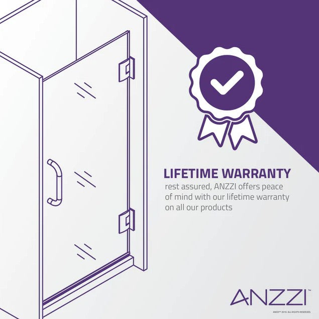 Anzzi SD AZ8075 02GB Frameless Hinged Shower Door - 30