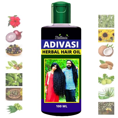 Adivasi Herbal Hair Oil for Hair Growth & Fall Control - 100% Natural Ayurvedic Treatment (100ml) | Promotes Thicker, Healthier Hair for Men & Women | Perfect for Daily Scalp Massage & Hair Care Routine