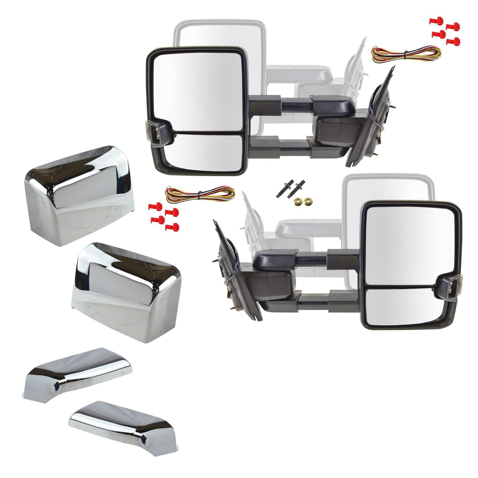 OAT Chrome Manual Signal Tow Mirror Marker Light Spotlight Pair for GM Pickup Trucks - Perfect for Night Driving & Enhanced Safety