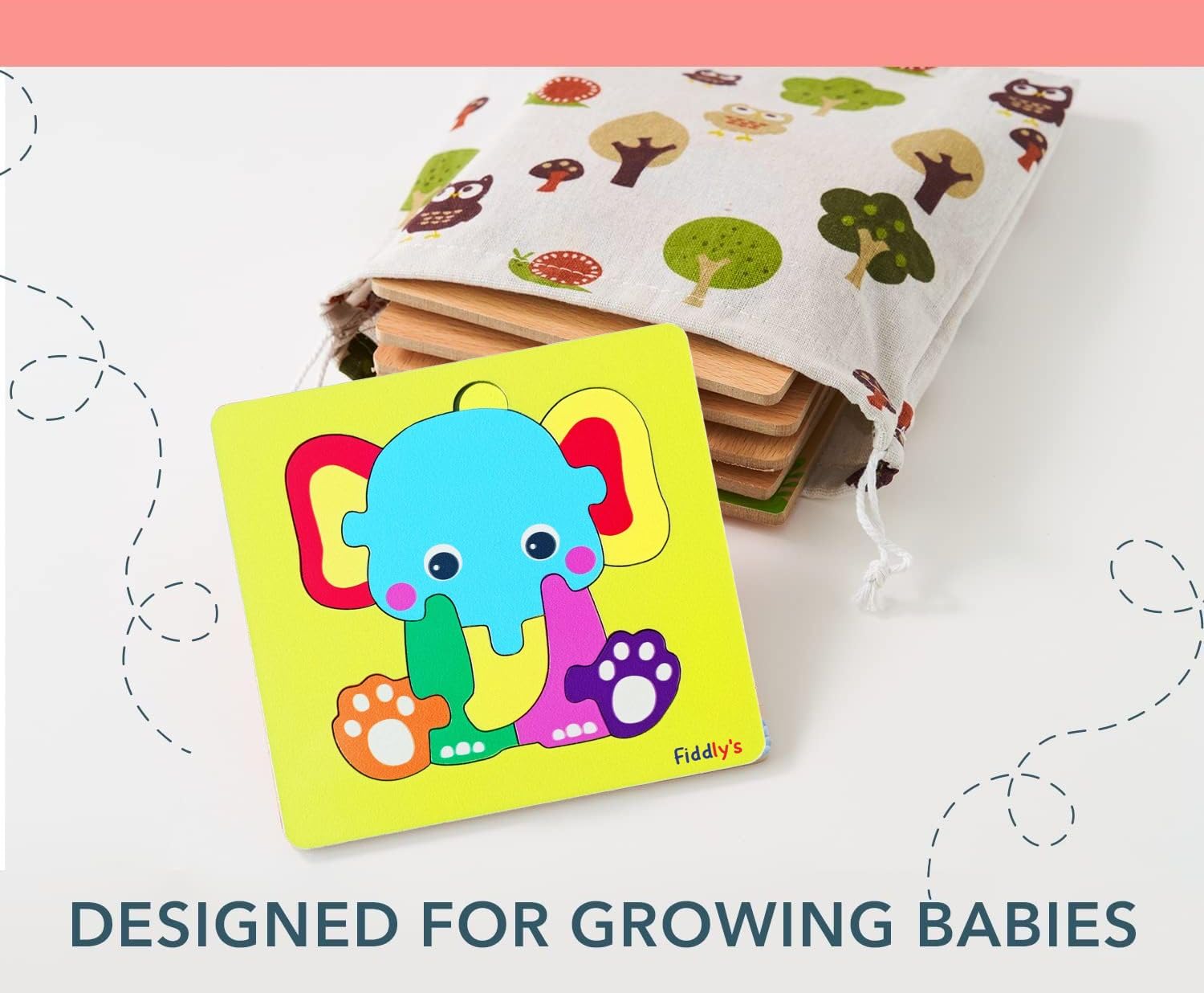 Fiddlys 3D Wooden Jigsaw Puzzles for Kids - 4 Pack Cute Baby Animal & Ship Cartoon Puzzles - Educational Learning Toys for Toddlers & Children - Perfect for Birthday Gifts, Classroom Activities & Family Game Night