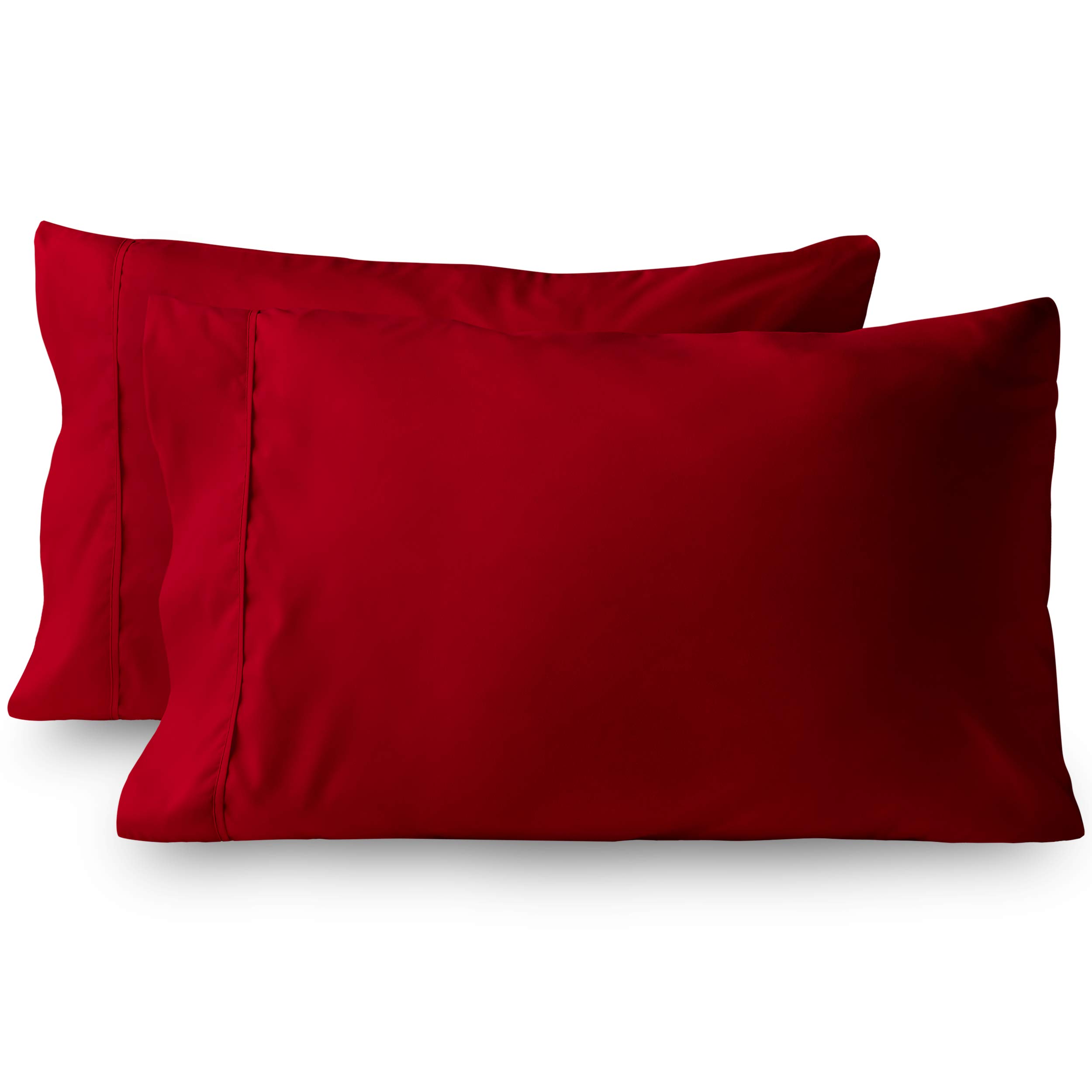 800 Thread Count 100% Cotton King Size Pillowcases (20x40 Inches) - Set of 2 with Envelope Closure, Breathable & Hypoallergenic - Perfect for Bedroom, Hotel, or Guest Room - Red Pillow Covers
