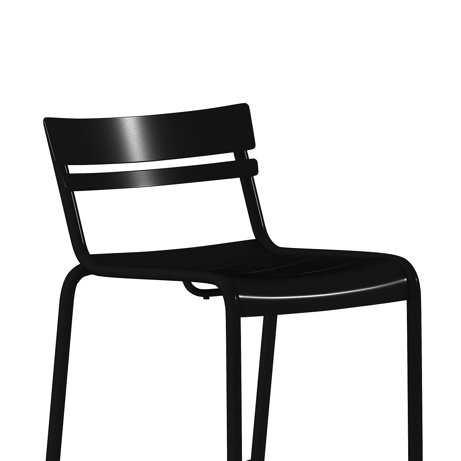 Flash Furniture Nash Commercial Grade Steel Stack Stool - Set of 2 Black Indoor-Outdoor Bar Stools with 2 Slat Back - Perfect for Home Bars, Restaurants & Patios