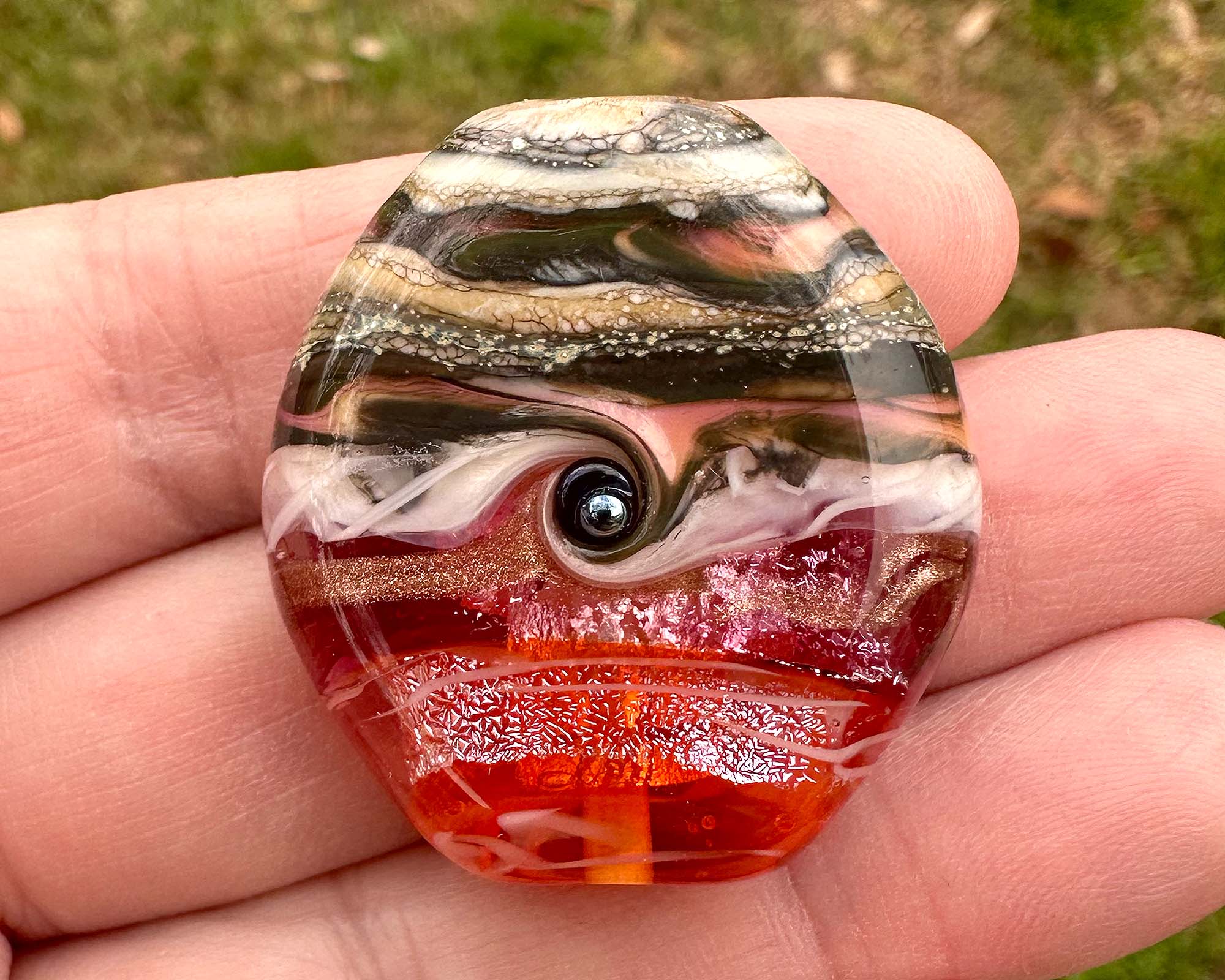 Handmade Sunset Organic Lampwork Glass Focal Bead SRA - Perfect for Jewelry Making, DIY Crafts & Beading Projects