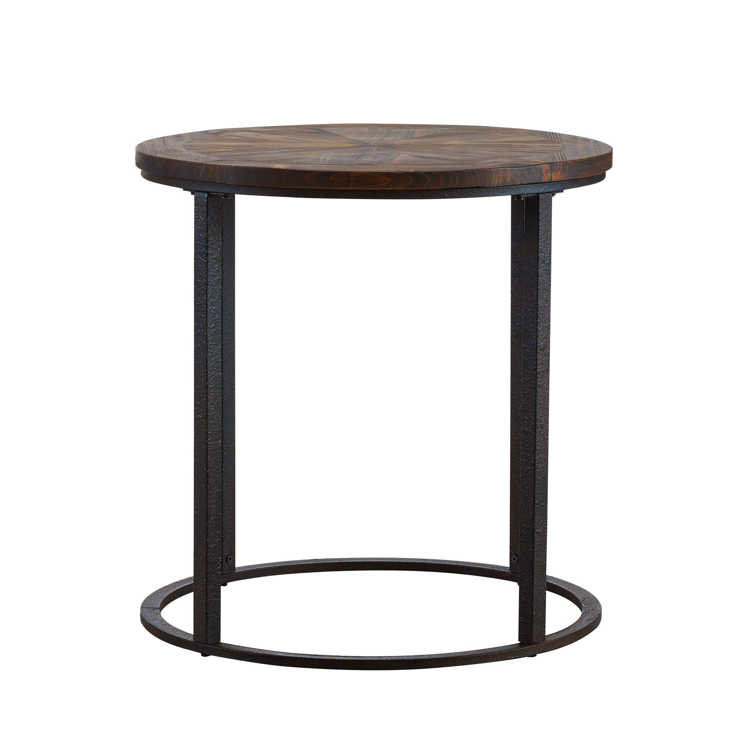 SEI Furniture Landsmill Round Industrial End Table - Natural Wood Finish, Side Table for Living Room, Bedroom, or Office - Perfect for Coffee, Books, and Decor