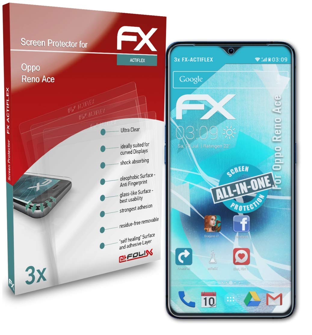Oppo Reno Ace Screen Protector - 3 Pack Ultra Clear Flexible HD Film for Scratch & Impact Protection | Perfect for Gaming, Work & Everyday Use