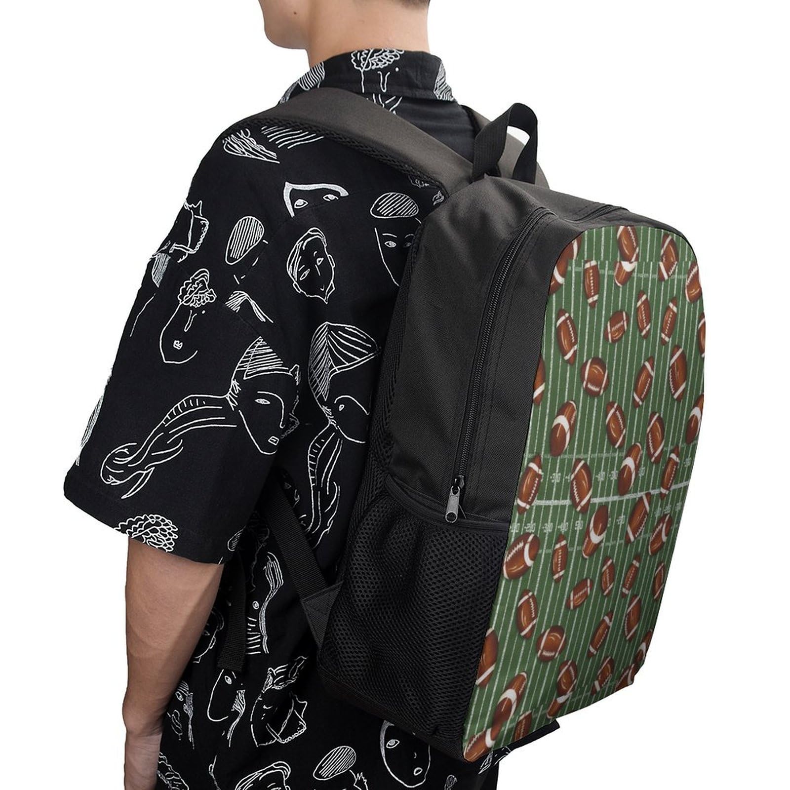 IOEDTHBJ 17 Inch 3D Printed American Football Pattern Backpack - Laptop Computer Bag for School, Work & Travel - Durable Unisex Backpack for Men & Women (Fits 17-Inch Laptops) - Perfect for College, Office & Sports Fans