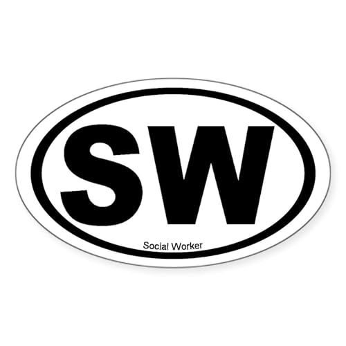 White - Social Worker Oval Sticker