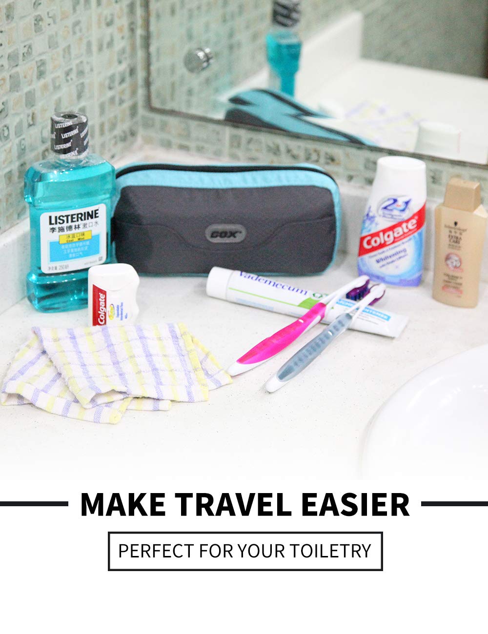 GOX Travel Toiletry Bag for Men - Waterproof Dopp Kit & Multifunctional Packing Organizer Pouch - Perfect for Business Trips, Gym, Camping & Travel Accessories