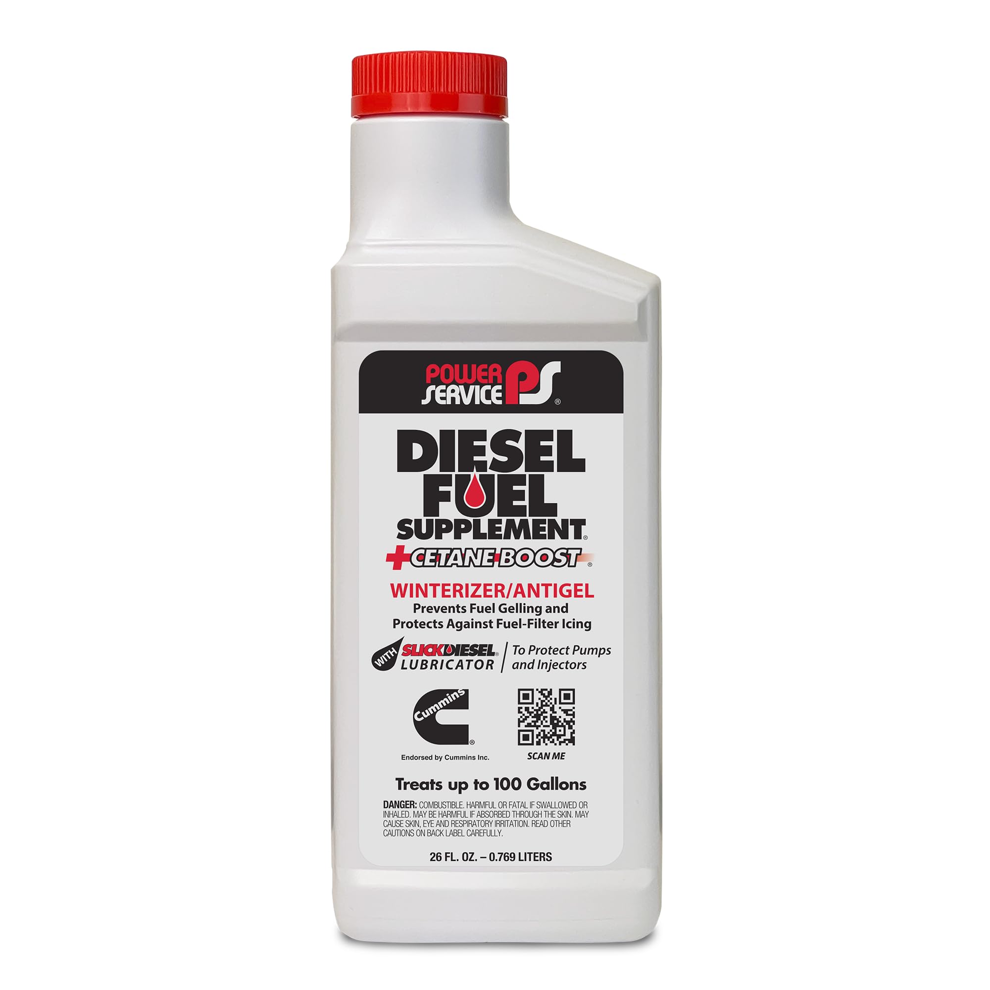 Power Service Diesel Fuel Supplement + Cetane Boost - 26 oz (12 Pack) | Improves Fuel Economy & Engine Performance | Ideal for Trucks, Heavy Equipment & Winter Driving