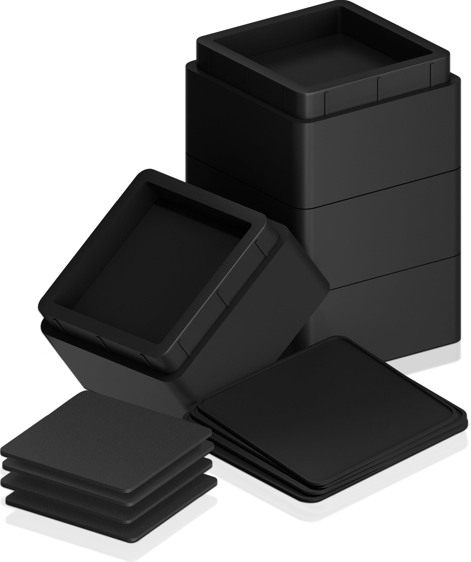 Utopia Bedding 2 Inch Bed Risers - Heavy Duty Furniture Risers with Anti-Slip Foam & Rubber Pads - Pack of 4 Stackable Bed Lifts for Sofa, Bed, Table, Couch & Chair - Perfect for Dorm Rooms, Guest Beds & Home Office (Black)
